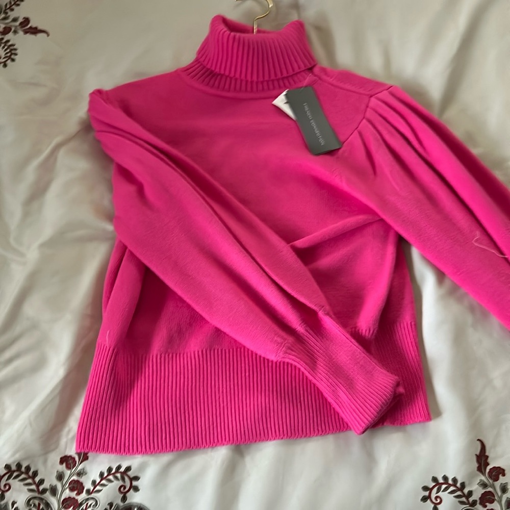 Hot pink cute turtleneck sweater